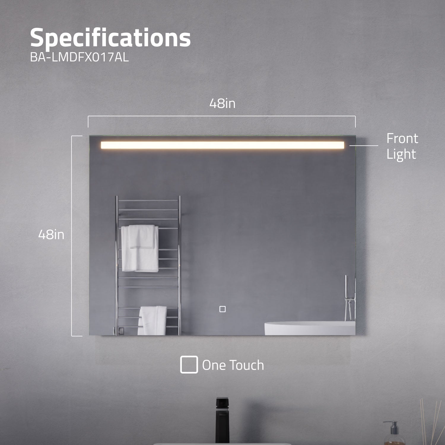 ANZZI 24-in. x 32-in. LED Front/ Bottom Lighting Bathroom Mirror with Defogger