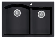 Load image into Gallery viewer, ALFI brand AB3320DI-BLA Black 33&quot; Double Bowl Drop In Granite Composite Kitchen Sink