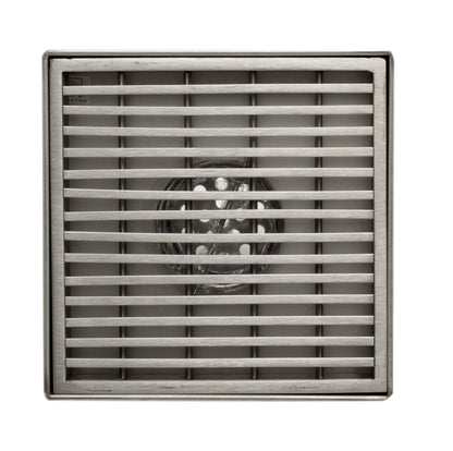 ALFI brand ABSD55D 5" x 5" Square Stainless Steel Shower Drain with Groove Lines