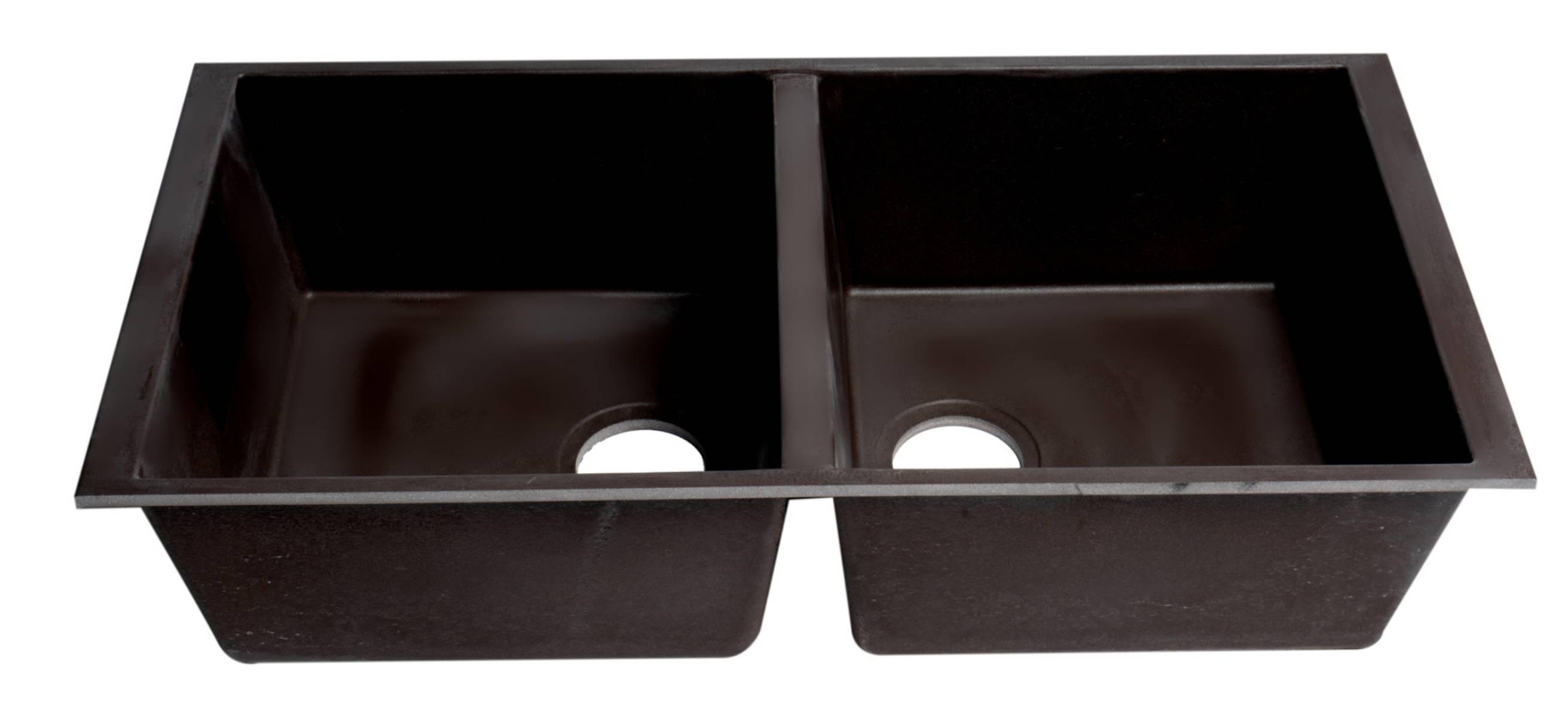 ALFI brand AB3420UM-C Chocolate 34" Undermount Double Bowl Granite Composite Kitchen Sink