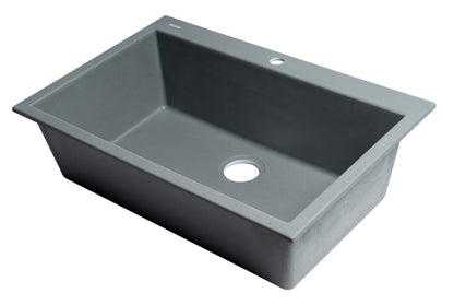 ALFI brand AB3322DI-T Titanium 33" Single Bowl Drop In Granite Composite Kitchen Sink