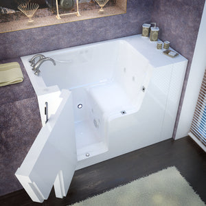 MediTub Wheel Chair Accessible 29 x 53 Left Drain Whirlpool Jetted Wheelchair Accessible Bathtub