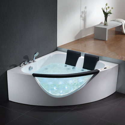 EAGO AM199ETL 5ft Clear Rounded Corner Acrylic Whirlpool Bathtub for Two