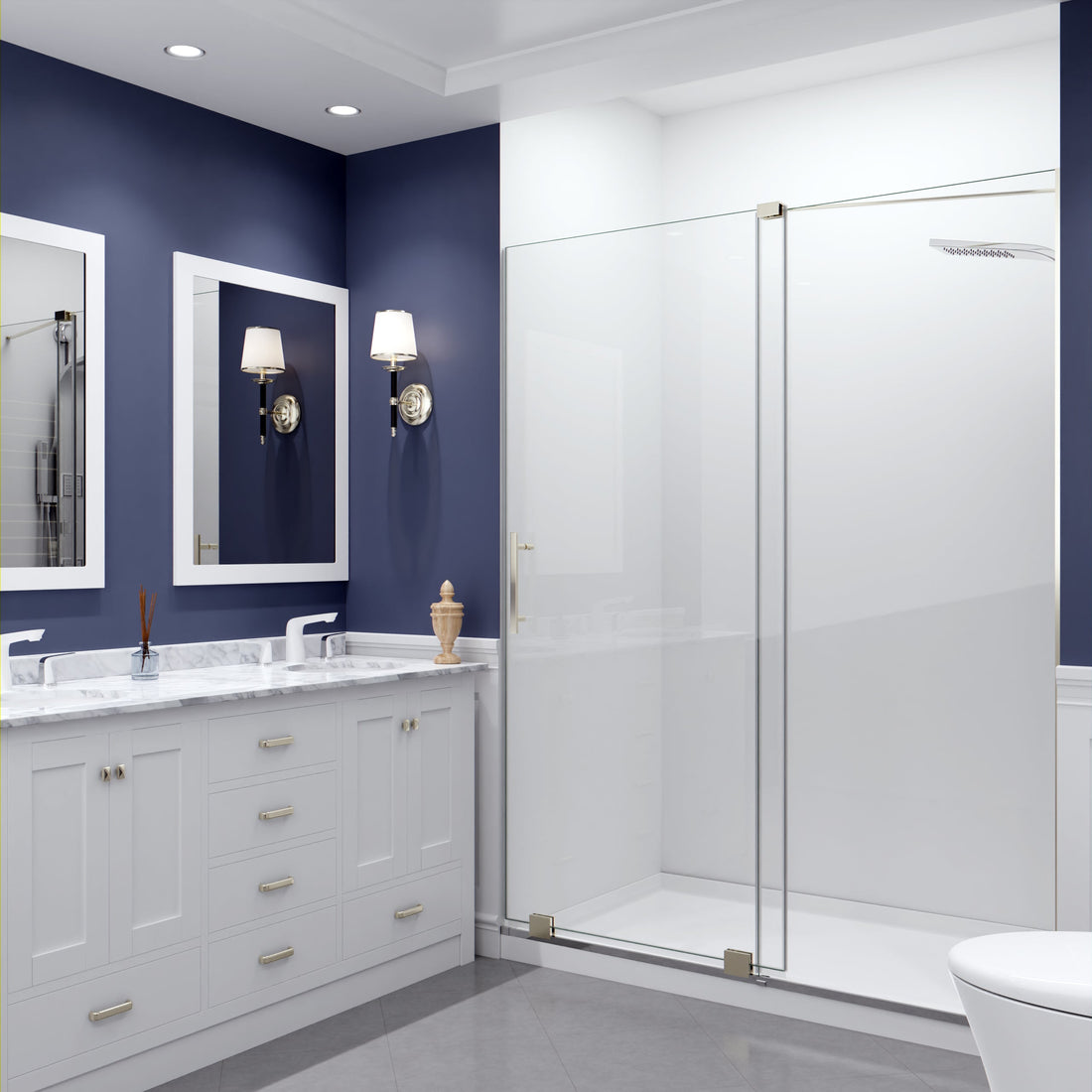 Longboat Series 60 in. x 76 in. Semi-Frameless Shower Door with TSUNAMI GUARD