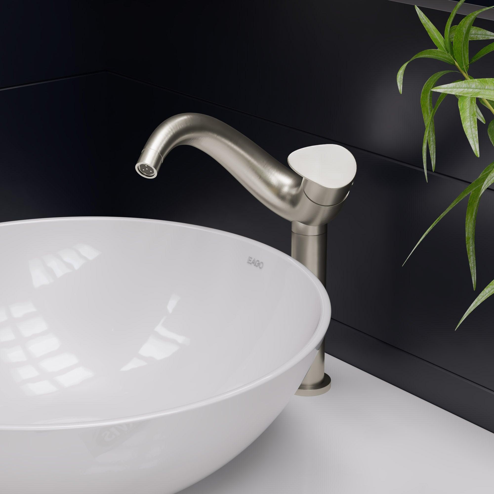 ALFI brand AB1570-BN Tall Wave Brushed Nickel Single Lever Bathroom Faucet