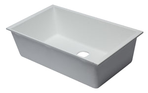 ALFI brand AB3322UM-W White 33" Single Bowl Undermount Granite Composite Kitchen Sink