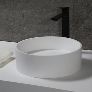 ALFI brand ABRS15R 15" Round White Matte Solid Surface Resin Sink