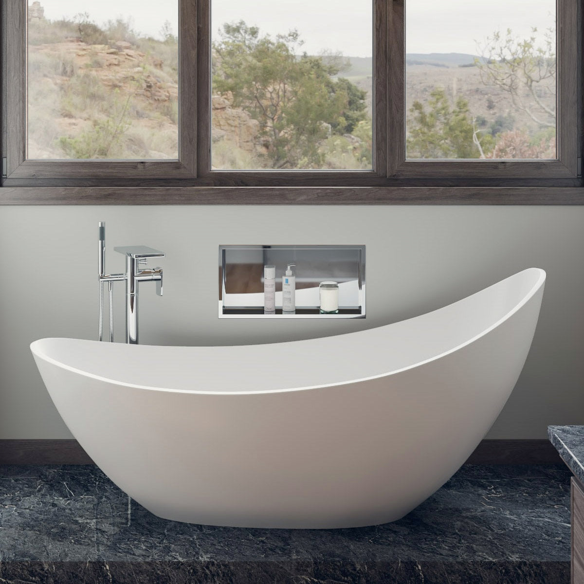 ALFI brand AB2875-PC Polished Chrome Free Standing Floor Mounted Bath Tub Filler