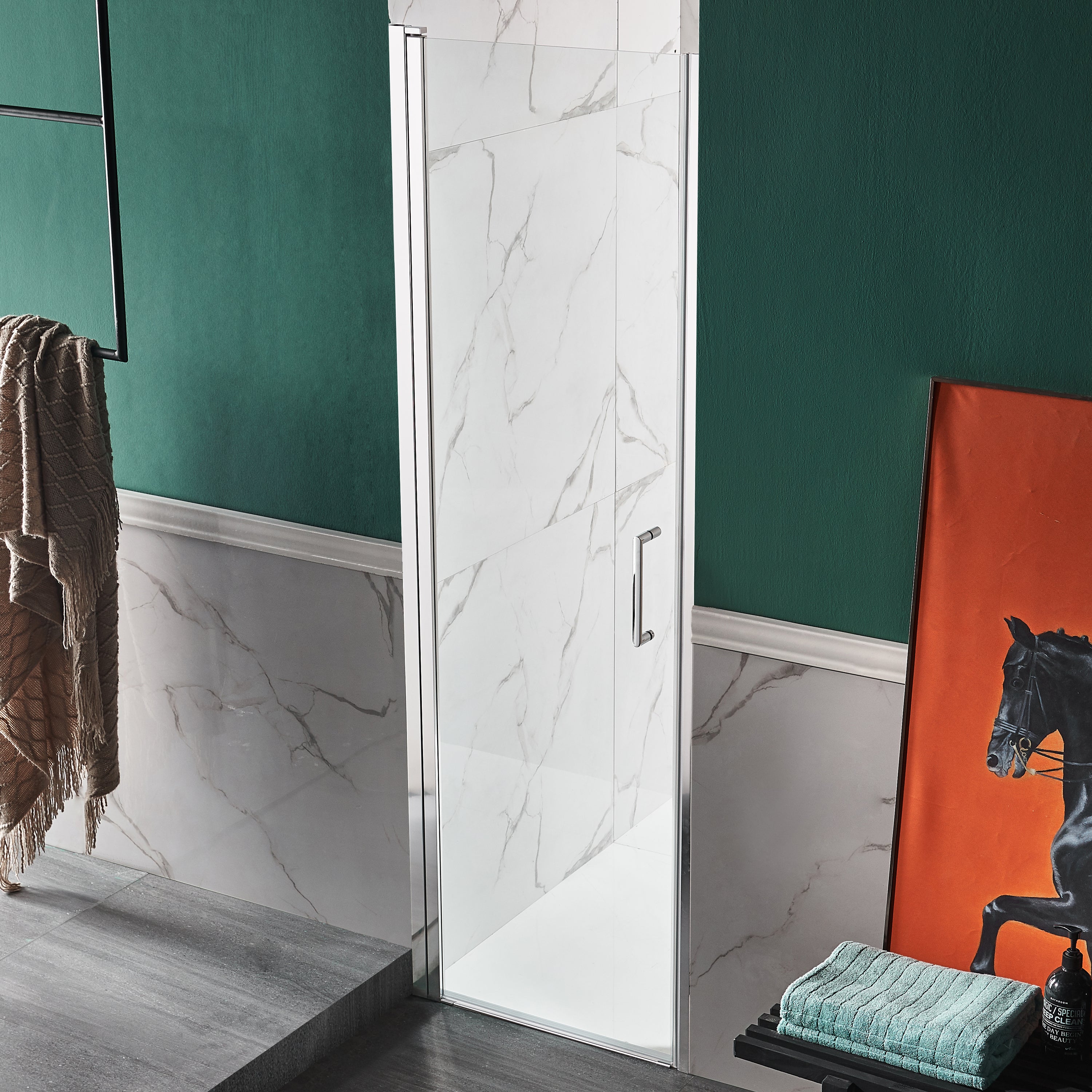 Lancer 23 in. x 72 in. Semi-Frameless Shower Door with TSUNAMI GUARD