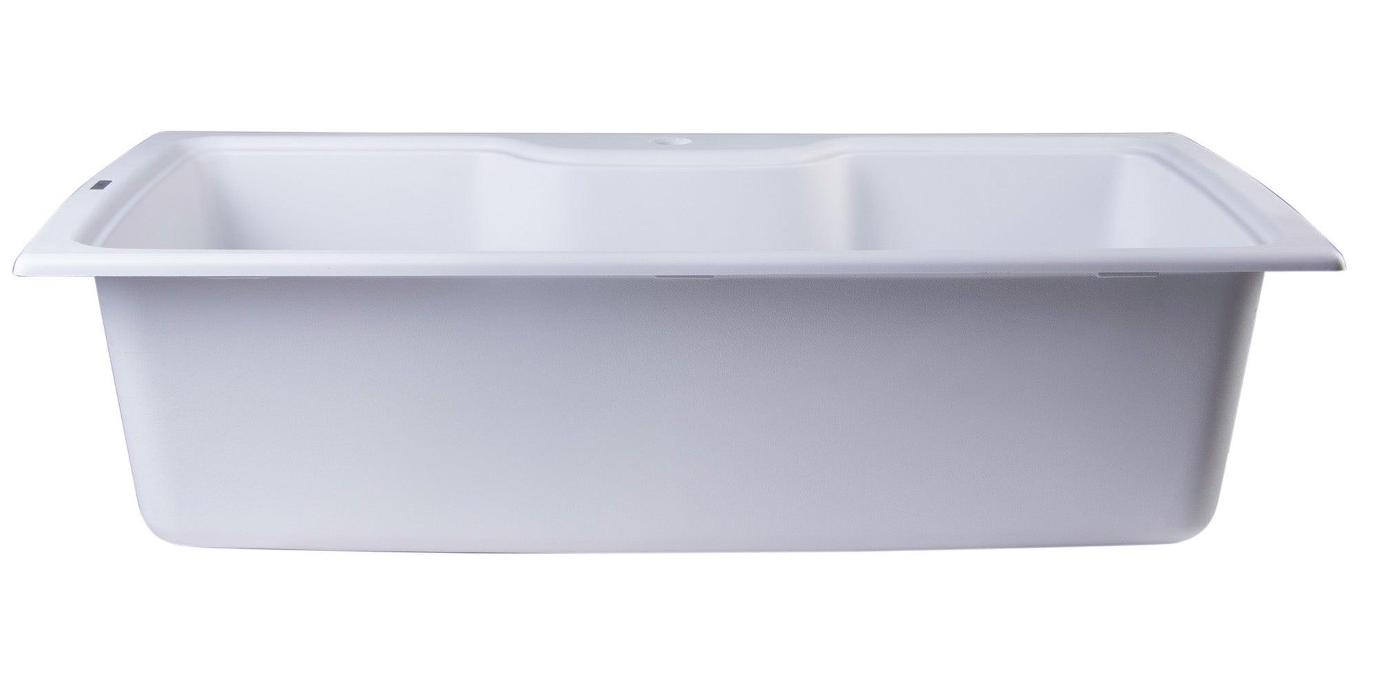 ALFI brand AB3520DI-W White 35" Drop-In Single Bowl Granite Composite Kitchen Sink