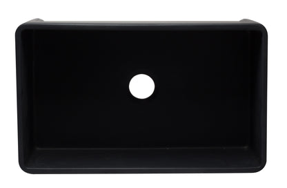 ALFI brand AB3320SB-BM 33 inch Black Reversible Single Fireclay Farmhouse Kitchen Sink