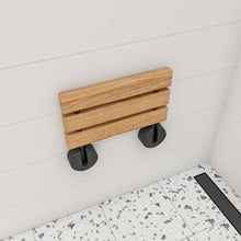 Load image into Gallery viewer, ALFI brand ABS16R-BM Black Matte 16&quot; Wide Foldable Teak Shower Seat with Round Hardware