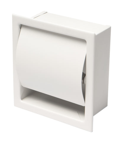 ALFI brand ABTPC77-W White Matte Stainless Steel Recessed Toilet Paper Holder with Cover