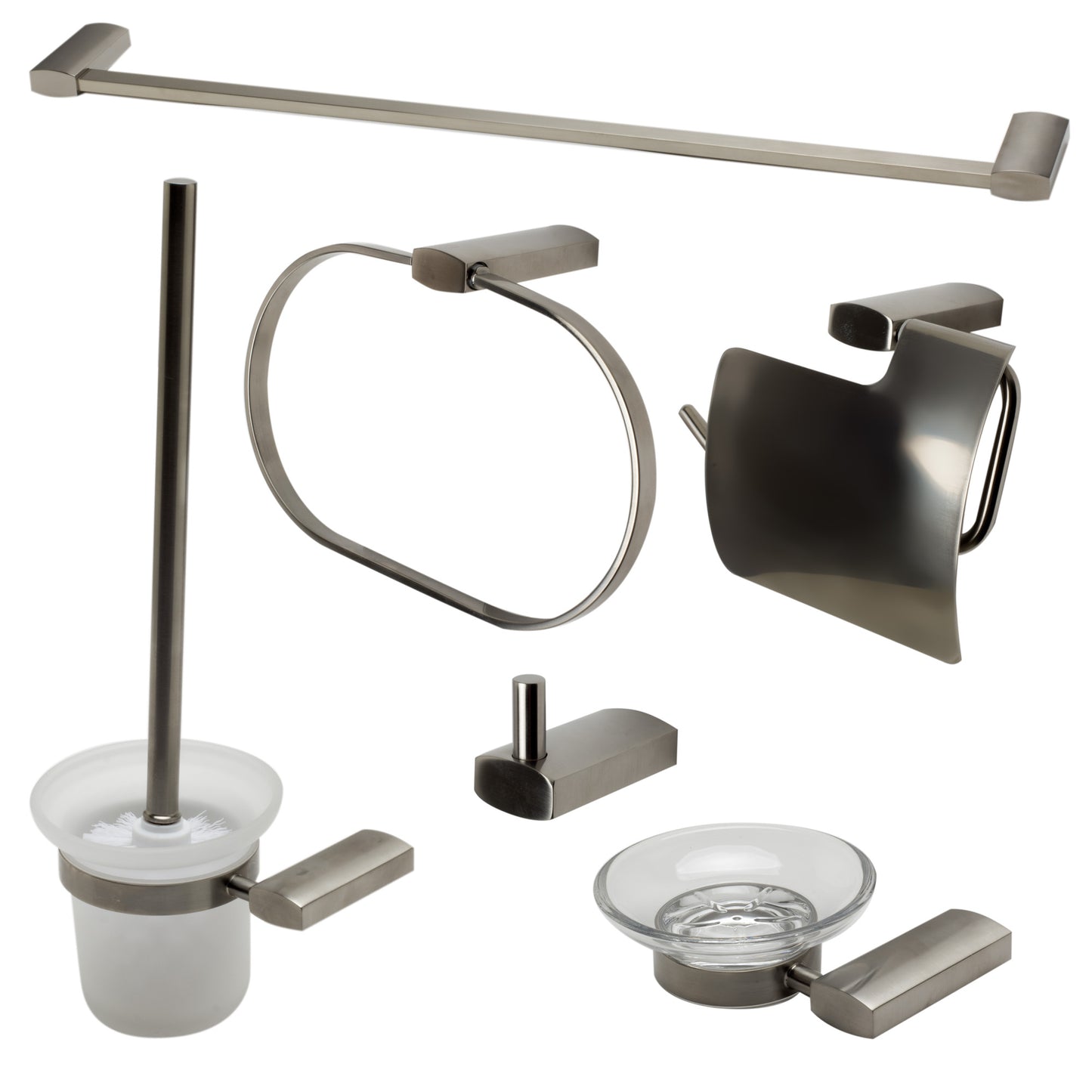 ALFI brand AB9503-BN Brushed Nickel 6 Piece Matching Bathroom Accessory Set