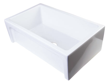 ALFI brand AB3018ARCH-W  30" White Arched Apron Thick Wall Fireclay Single Bowl Farm Sink