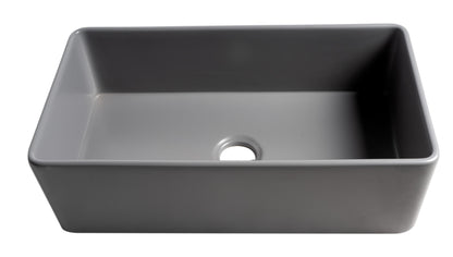 ALFI brand ABF3318S-GM Gray Matte Smooth Apron 33" x 18" Single Bowl Fireclay Farm Sink