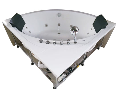 EAGO AM200  5' Rounded Modern Double Seat Corner Whirlpool Bath Tub with Fixtures