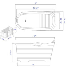 Load image into Gallery viewer, ALFI brand AB1187 57&quot; Free Standing Rubber Wooden Soaking Bathtub with Headrest