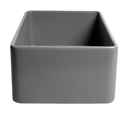 ALFI brand ABF3318S-GM Gray Matte Smooth Apron 33" x 18" Single Bowl Fireclay Farm Sink