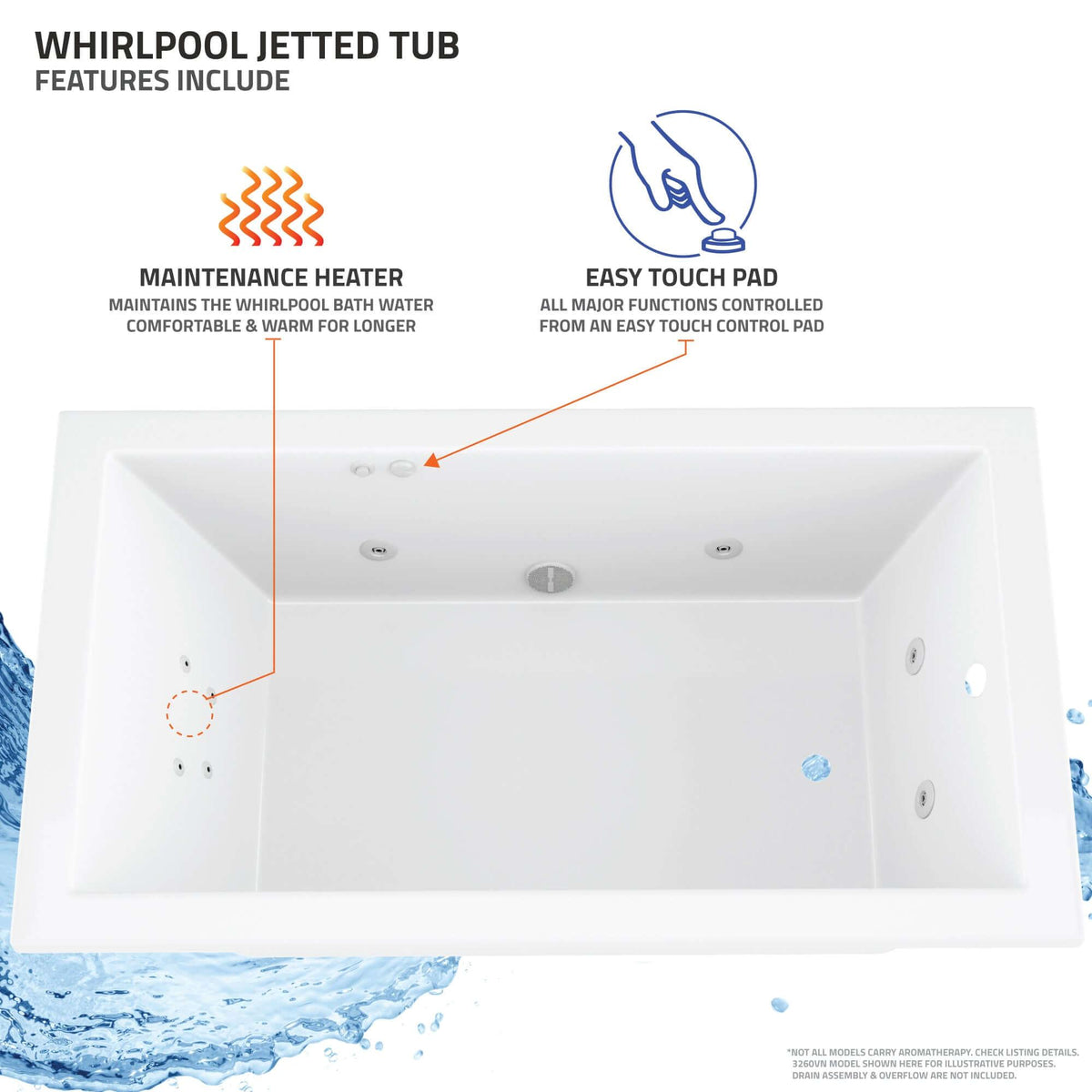 Atlantis Whirlpools Infinity 46 x 78 Endless Flow Whirlpool Jetted Bathtub