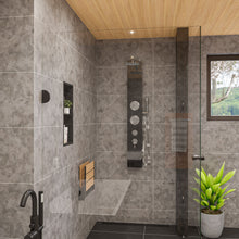 Load image into Gallery viewer, ALFI brand ABSP55B Black Glass Shower Panel with 2 Body Sprays and Rain Shower Head