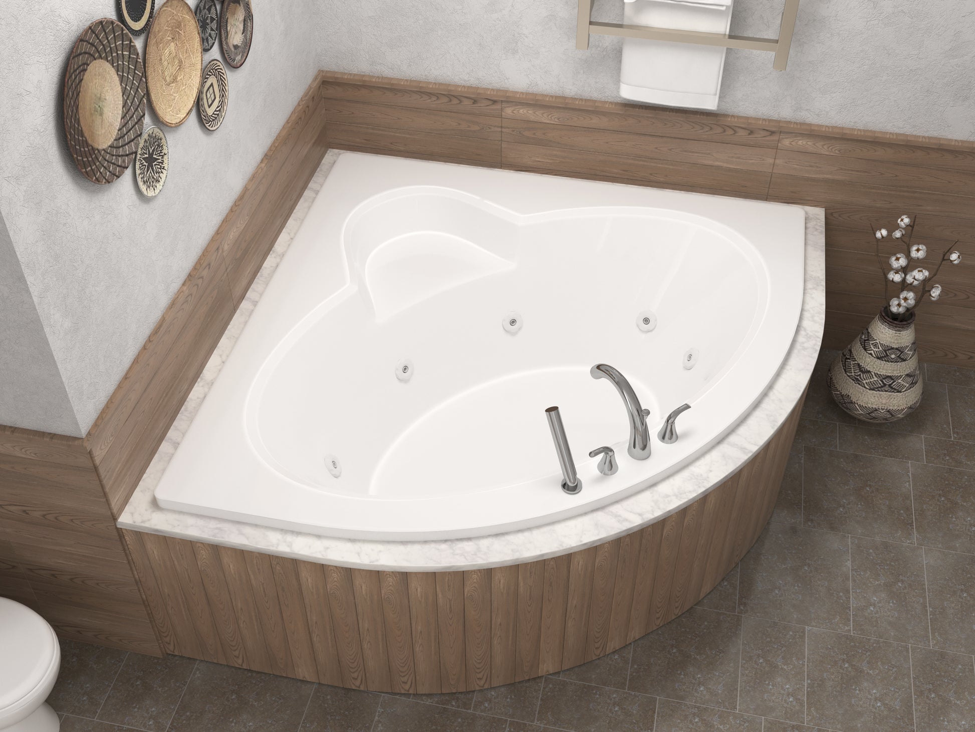 Atlantis Whirlpools Alexandria 60 x 60 Corner Whirlpool Jetted Bathtub