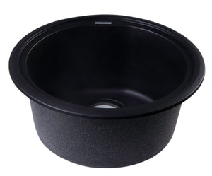 ALFI brand AB1717DI-BLA Black 17" Drop-In Round Granite Composite Kitchen Prep Sink