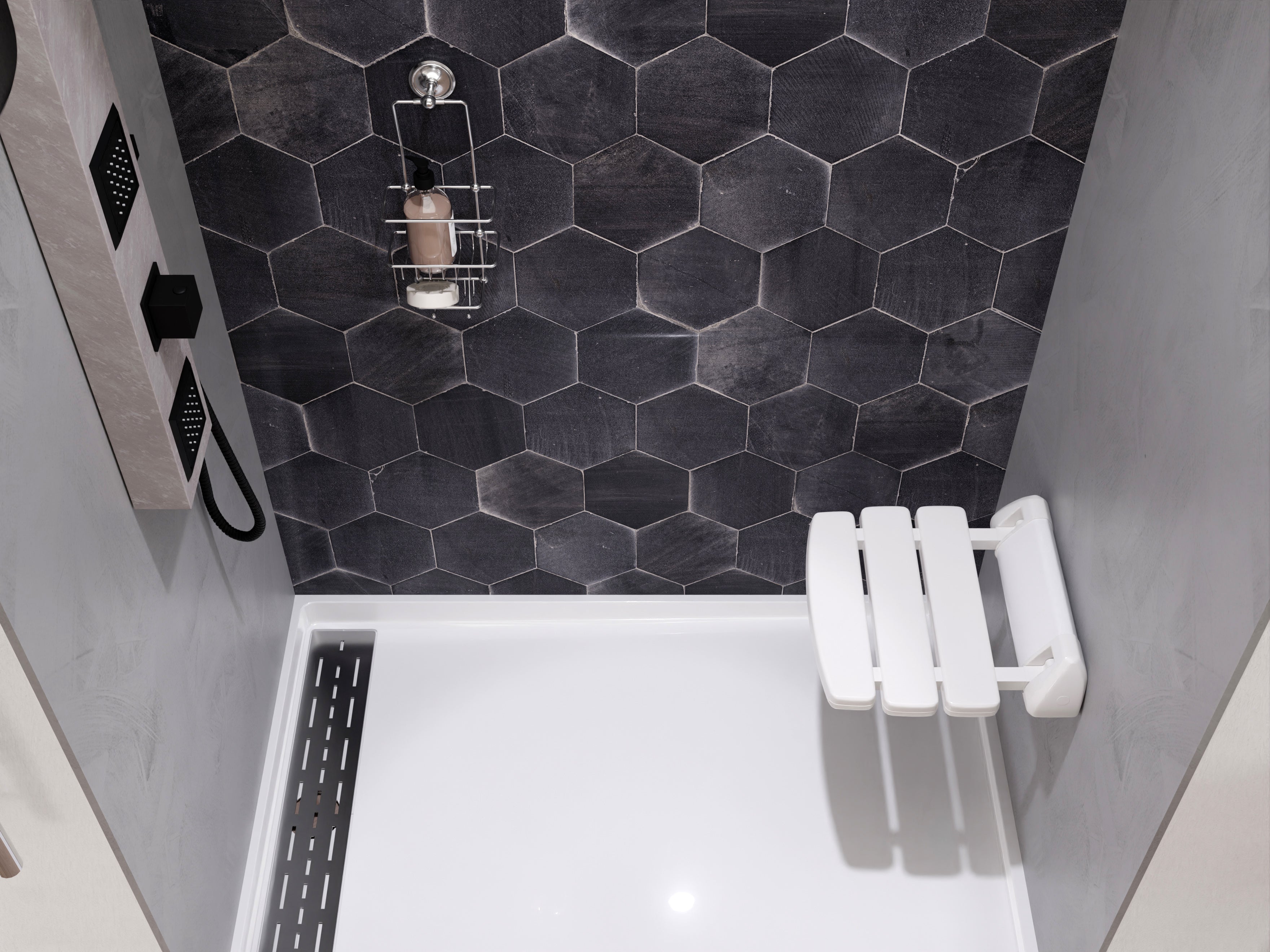 Class 13.78 in. Wall Mounted Folding Shower Seat