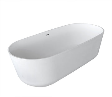 Badi 5.9 ft. Solid Surface Center Drain Freestanding Bathtub in Matte White
