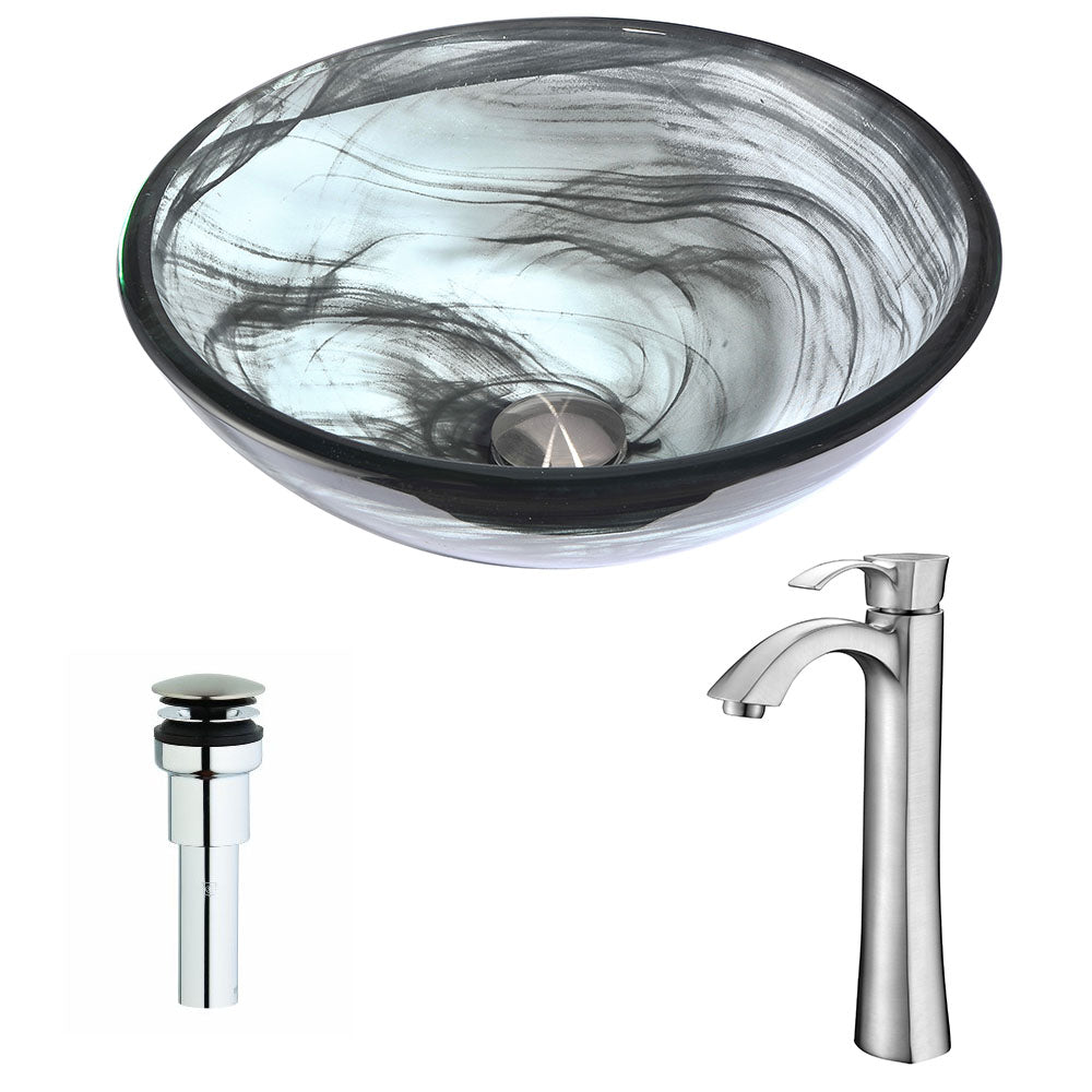 Mezzo Series Deco-Glass Vessel Sink in Slumber Wisp with Harmony Faucet