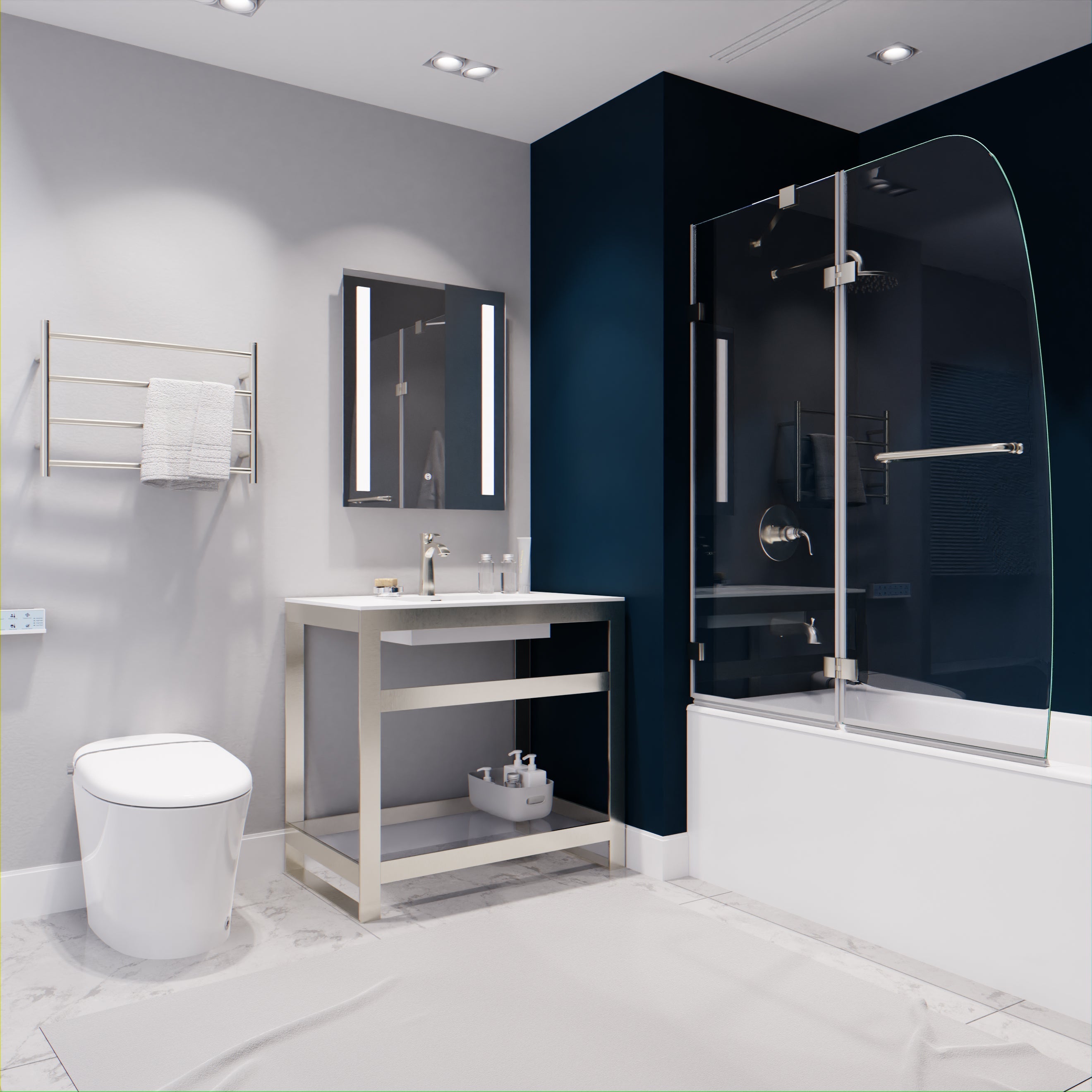 Herald Series 48 in. by 58 in. Frameless Hinged tub door
