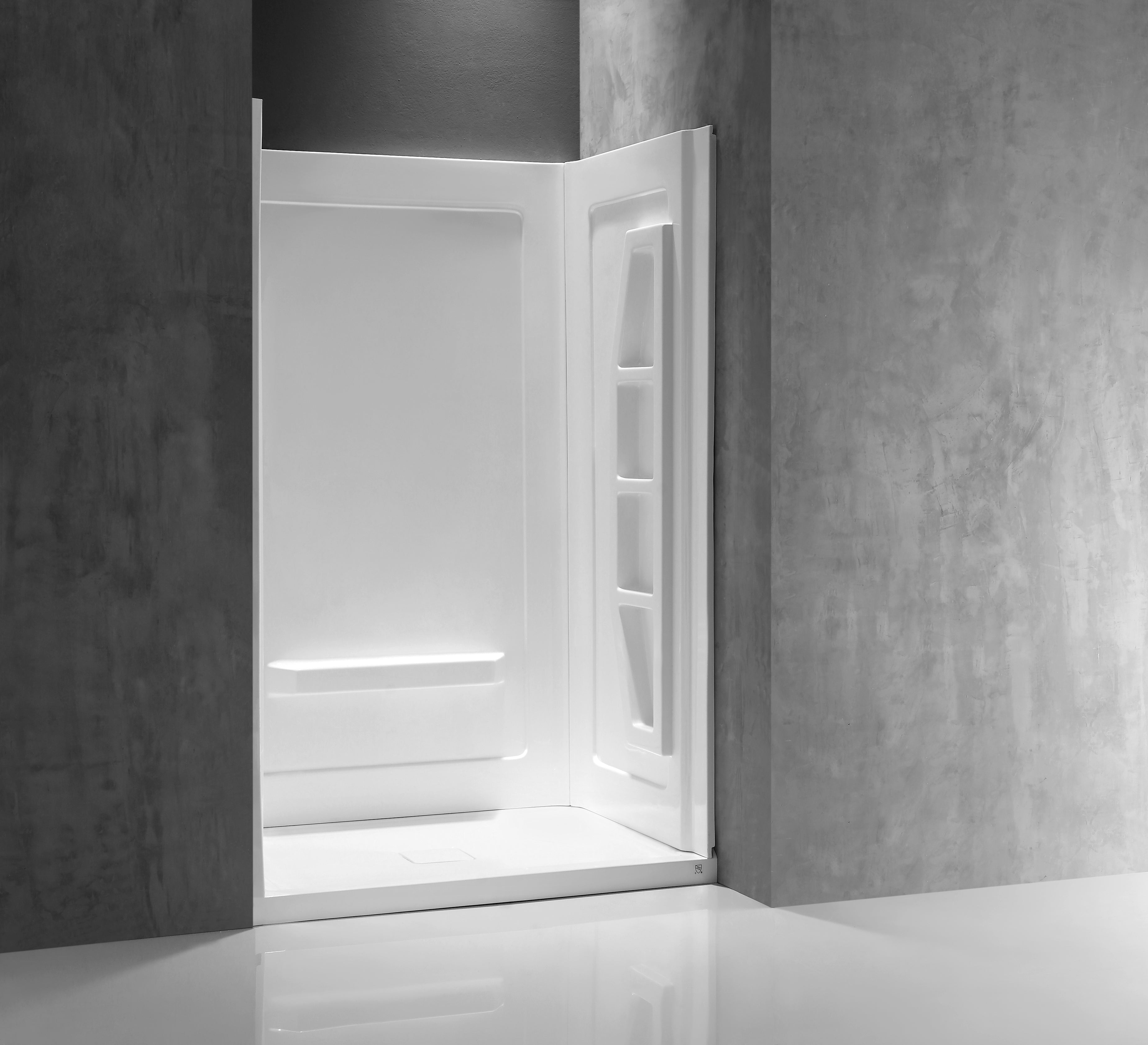 Forum 48 in. x 36 in. x 74 in. 3-piece DIY Friendly Alcove Shower Surround in White