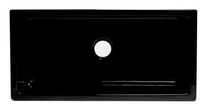 ALFI brand AB3618HS-BG 36" Black Gloss Reversible Smooth / Fluted Single Bowl Fireclay Farm Sink