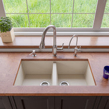 Load image into Gallery viewer, ALFI brand AB3420UM-B Biscuit 34&quot; Undermount Double Bowl Granite Composite Kitchen Sink
