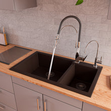 Load image into Gallery viewer, ALFI brand AB3319DI-C Chocolate 34&quot; Double Bowl Drop In Granite Composite Kitchen Sink