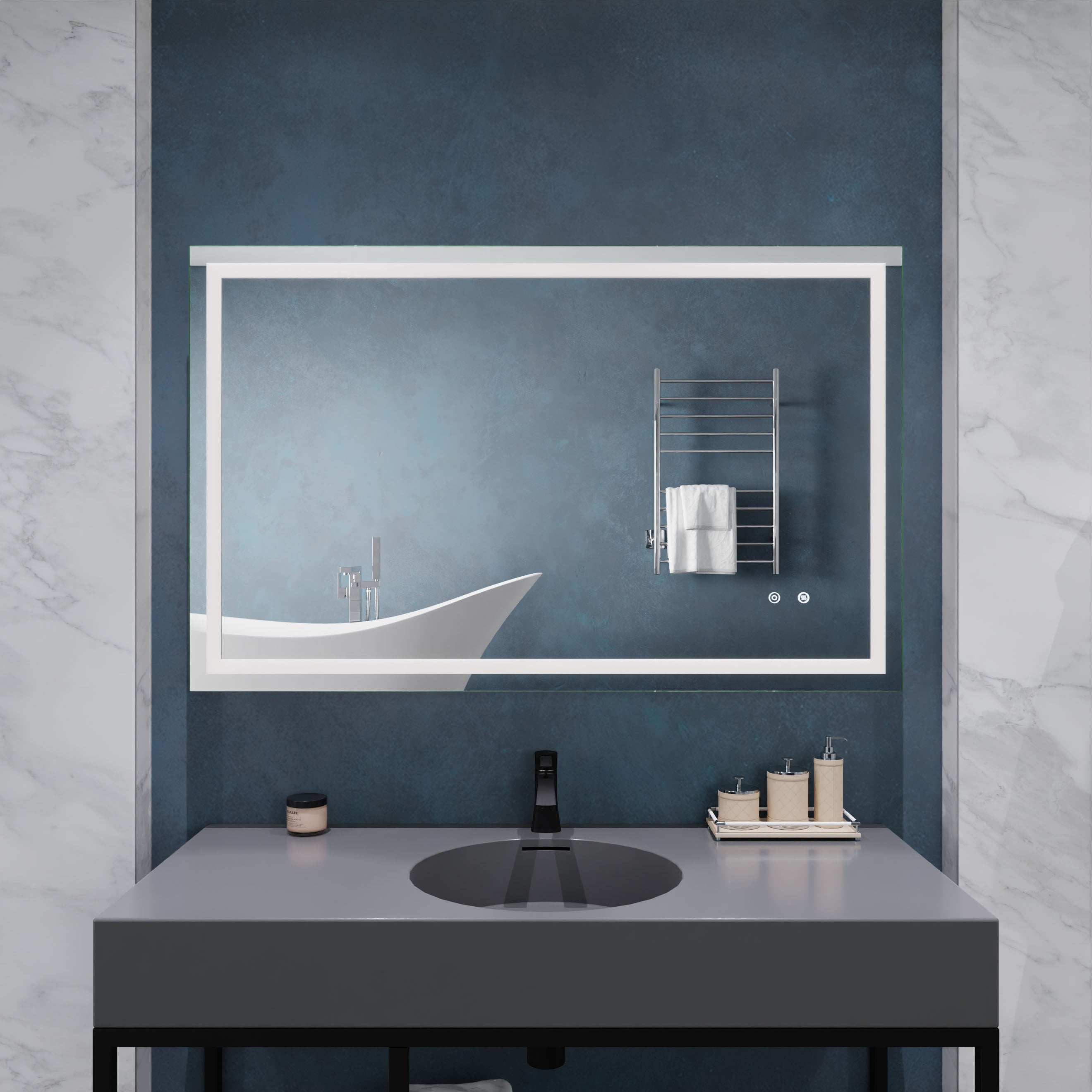 ANZZI 30-in. x 48-in. Frameless LED Front/Back Light Bathroom Mirror w/Defogger