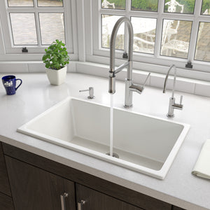 ALFI brand AB3018UD-W 30" White Undermount / Drop In Fireclay Kitchen Sink