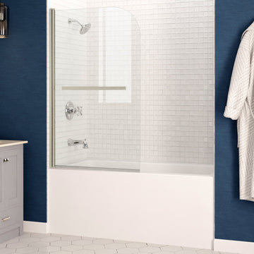 Anzzi 5 ft. Acrylic Rectangle Tub in White With 34 in. x 58 in. Frameless Tub Door
