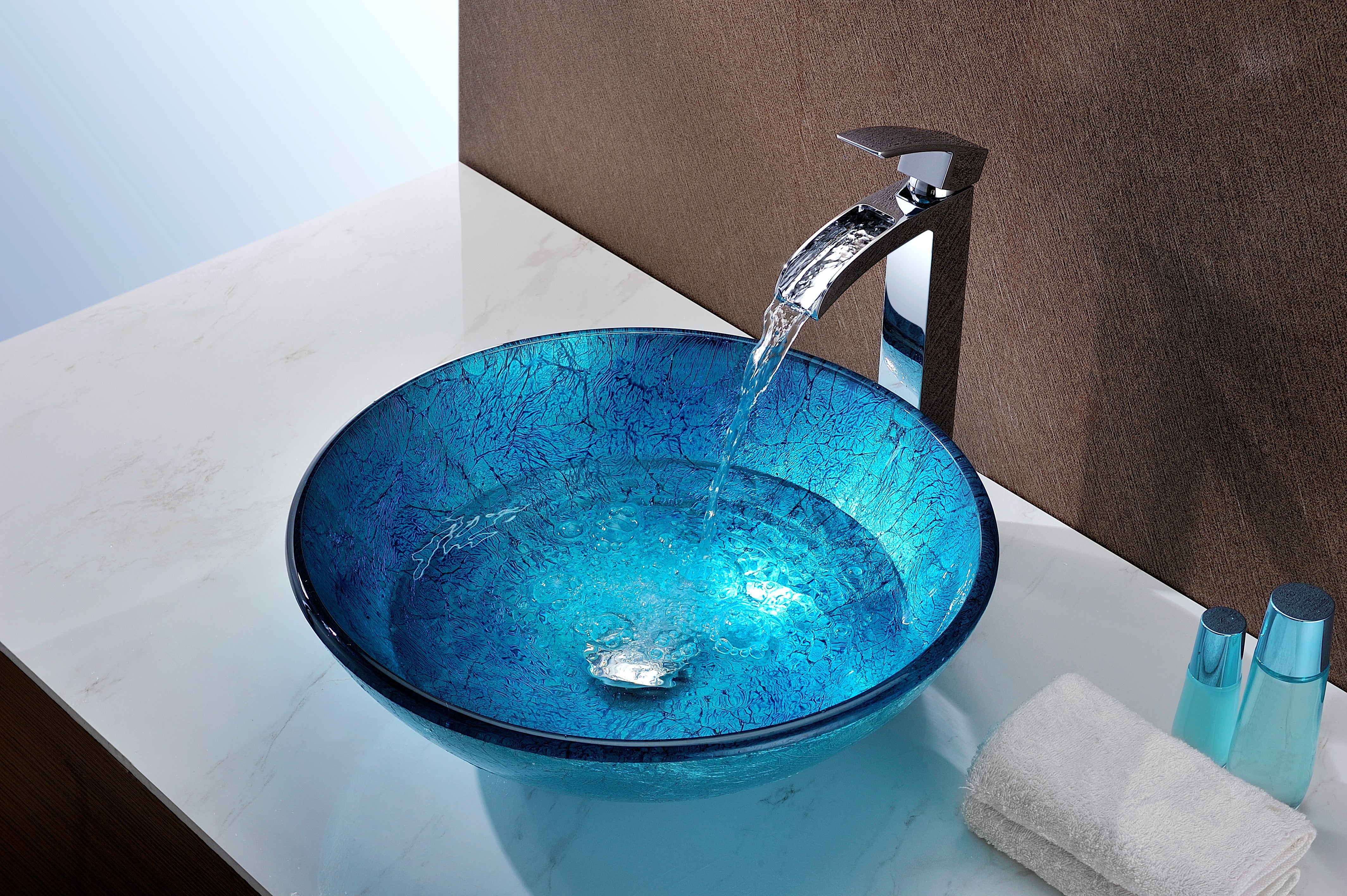 Accent Series Deco-Glass Vessel Sink in Blue Ice