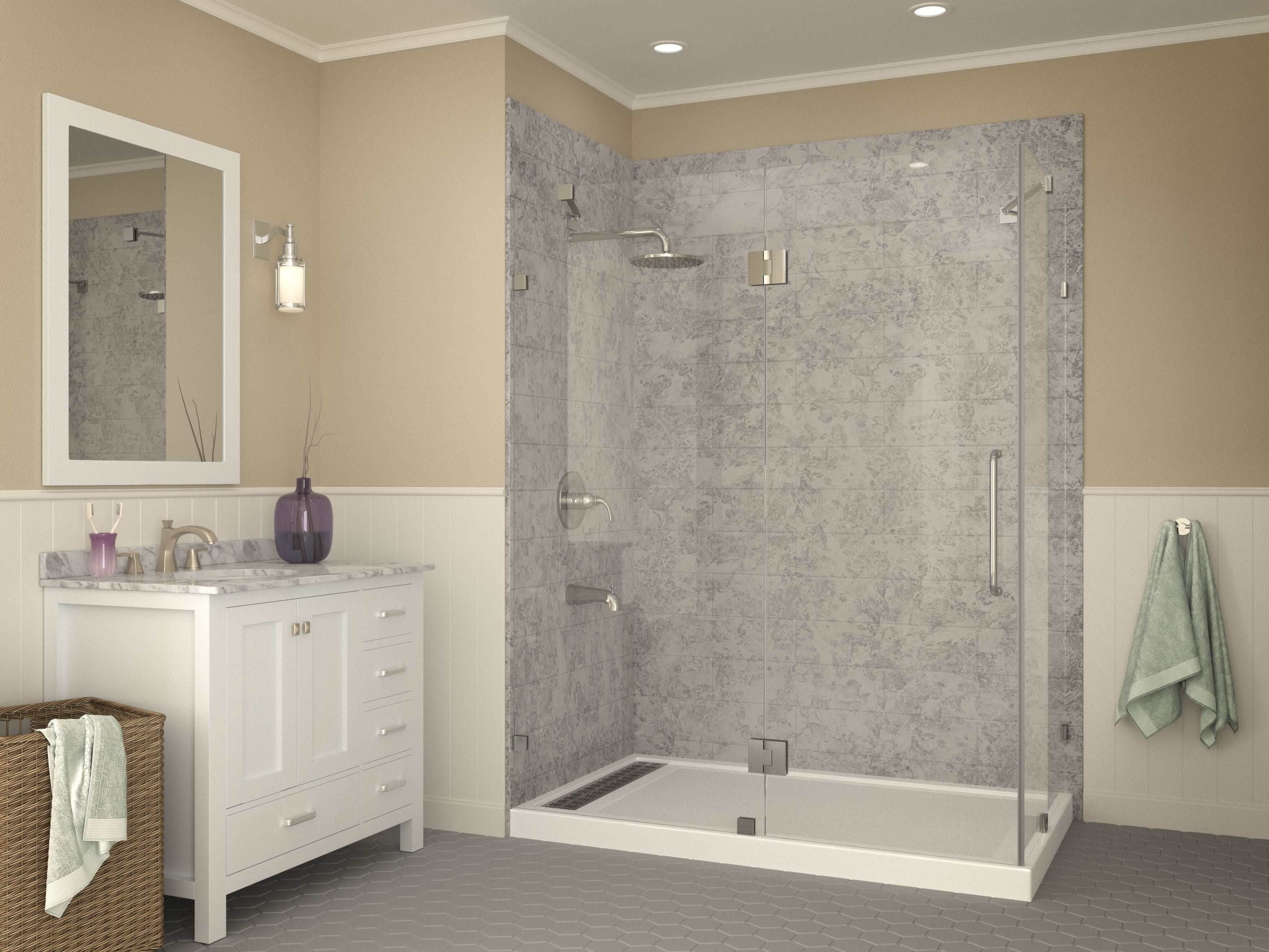 Field Series 36 in. x 60 in. Double Threshold Shower Base in White