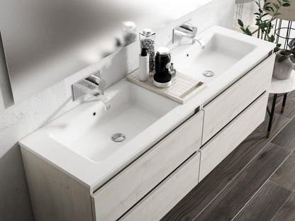 Lucena Bath 64" Décor Tirador Double Vanities in White, Black, Gray or White and Silver. - The Bath Vanities