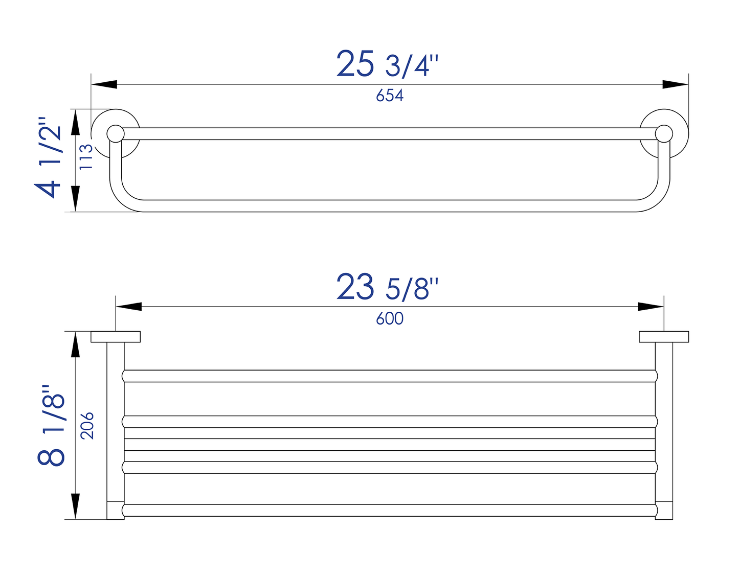 ALFI brand AB9538-PC Polished Chrome 26 inch Towel Bar & Shelf Bathroom Accessory