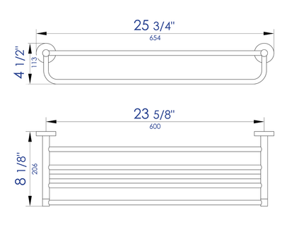 ALFI brand AB9538-BM Black Matte 26" Towel Bar & Shelf