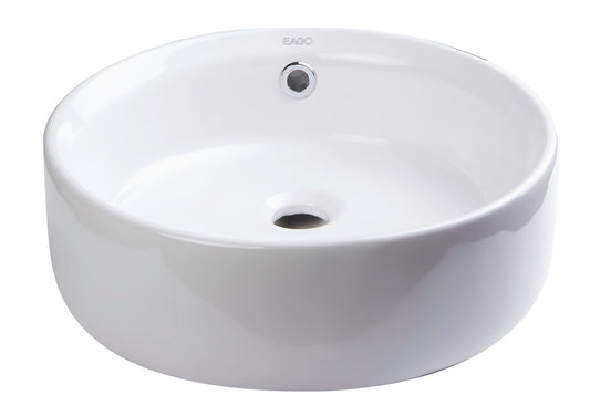 EAGO BA129  16" Round Ceramic Above Mount Bathroom Basin Vessel Sink