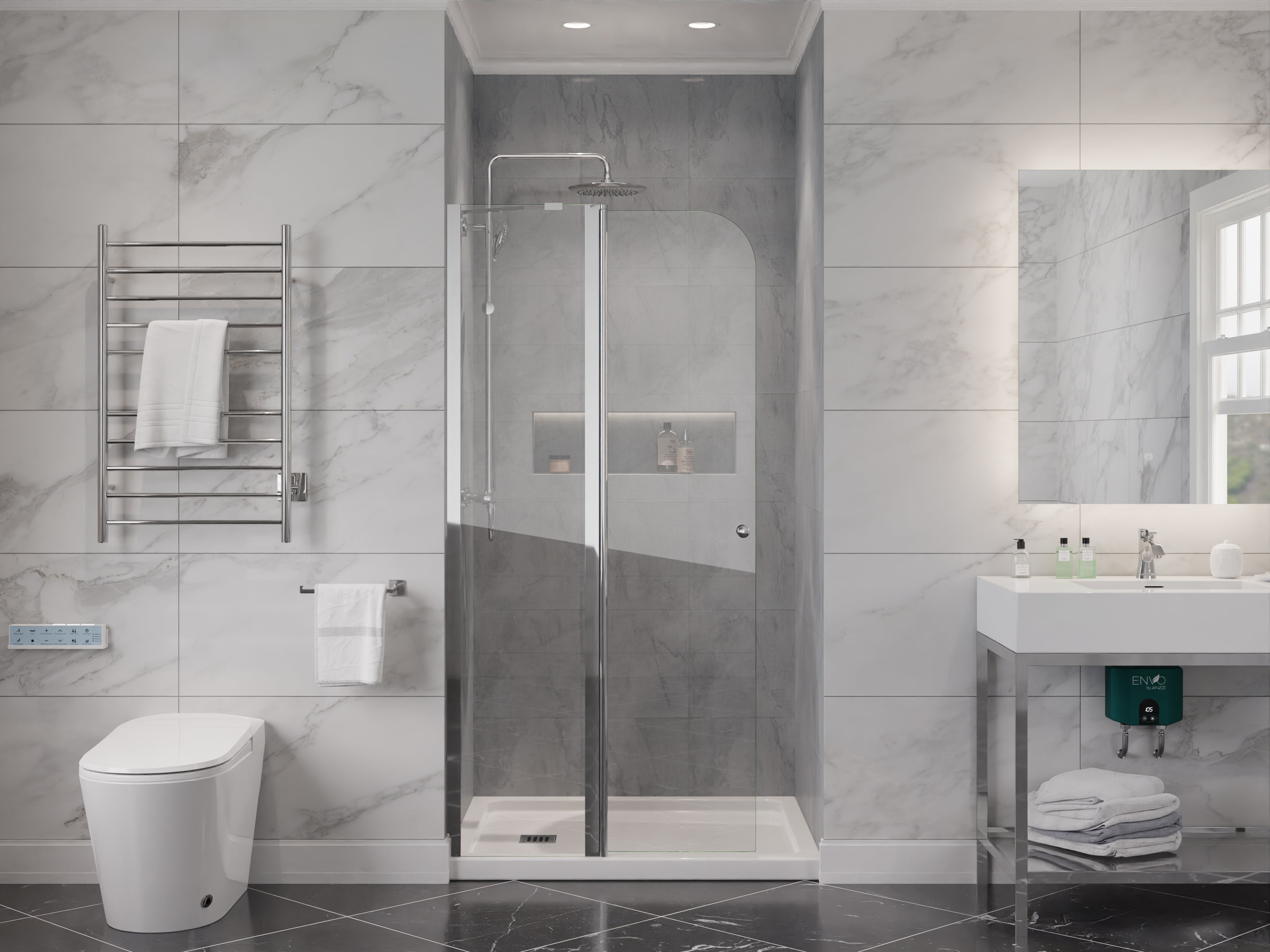 ANZZI Romance 72-in. x 33.5-in. Frameless Swinging Shower Door