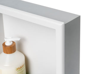 ALFI brand ABNC1212-W 12" x 12" White Matte Stainless Steel Square Single Shelf Bath Shower Niche