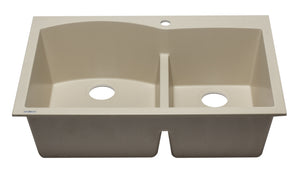 ALFI brand AB3320DI-B Biscuit 33" Double Bowl Drop In Granite Composite Kitchen Sink