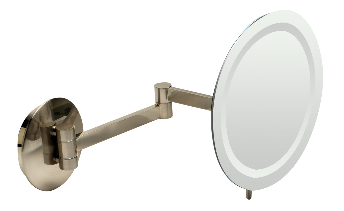 ALFI brand ABM9WLED-BN Brushed Nickel Wall Mount Round 9" 5x Magnifying Cosmetic Mirror with Light