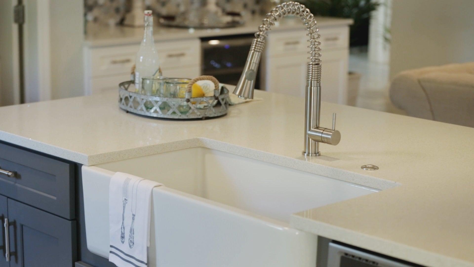ALFI brand AB3318SB-W 33" White Smooth Apron Solid Thick Wall Fireclay Single Bowl Farm Sink