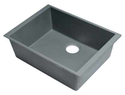 ALFI brand AB2420UM-T Titanium 24" Undermount Single Bowl Granite Composite Kitchen Sink